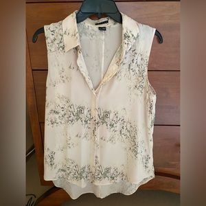 Theory 100% silk sleeveless blouse. Beautiful watercolor floral design. Size 10